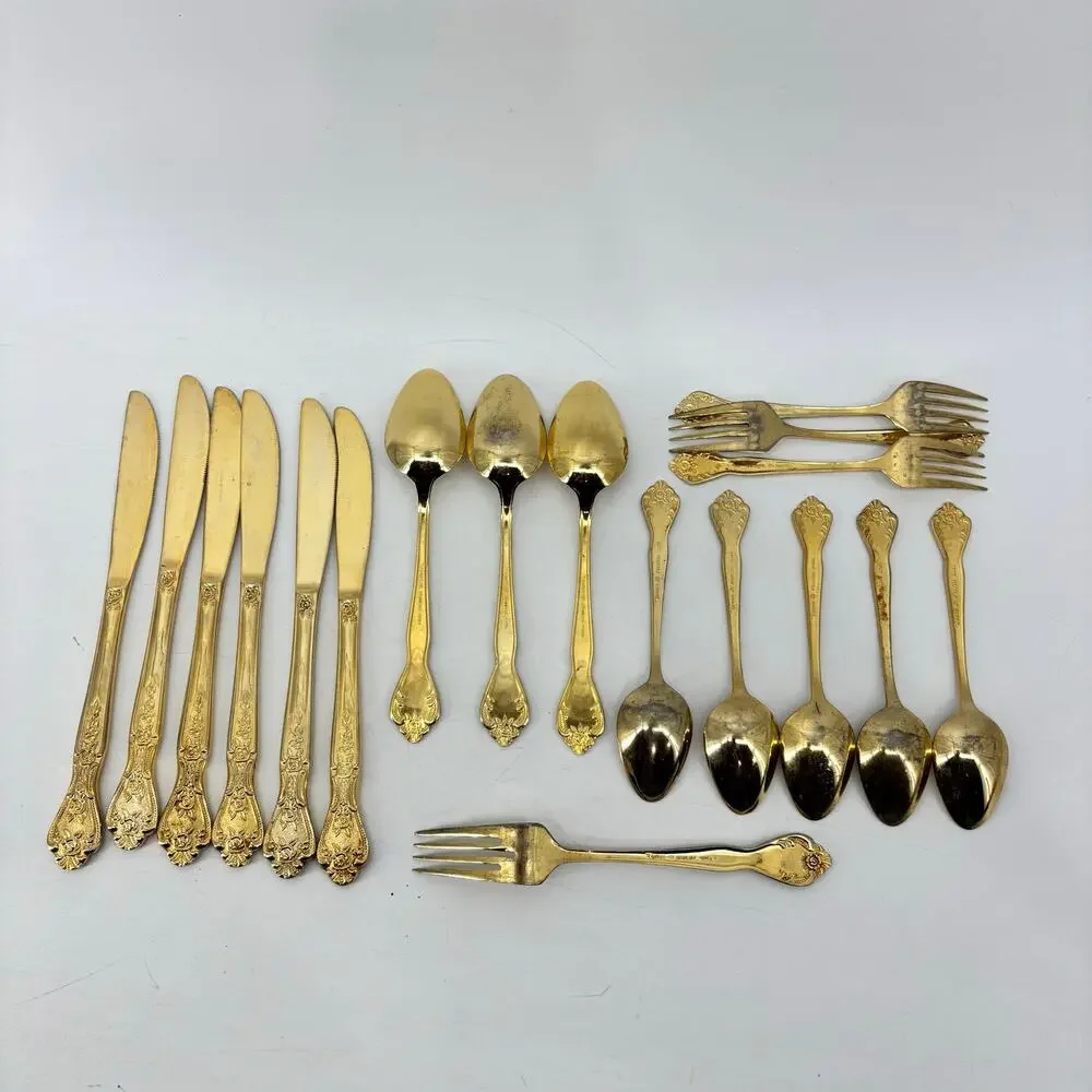 Rogers Stainless Steel Gold Tone Flatware Repurpose DIY Crafting